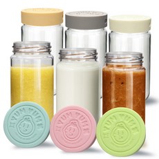 mir Hexa Yum Yum 矽膠上蓋 + Ecogen Tritan 嬰兒副食品密封罐 250ml 6件組, 混合色, 1套