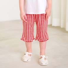 mollimelli 女童涼感透氣Miko角色格紋蝴蝶結靴型七分涼爽褲