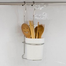 DADALIVING 掛式陶瓷餐具桶, 白色, 1個