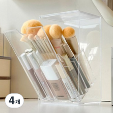 LIVING WORKS 45度開放式刷具收納盒, 4個, 透明