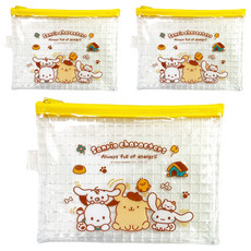 Sanrio 三麗鷗 文件收納拉鍊袋 B6, 3個, 黃色