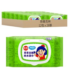 奈森克林 乖乖金順純水濕巾, 1入, 12包