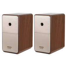 deLi 得力 復古喇叭造型7段筆芯調節旋轉式削鉛筆機, 棕色, 2個