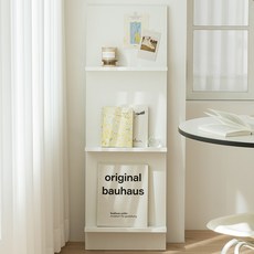 우드레이 매거진랙 스퀘어 북선반, 화이트, 3단