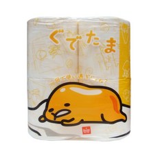 gudetama 蛋黃哥 印花滾筒衛生紙 100%原木紙漿 超細柔雙面印花 柔軟舒適, 30m, 4捲, 1袋