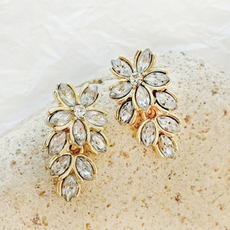 물든 여성용 실버925 플라워 크리스탈 블링 드롭 귀걸이