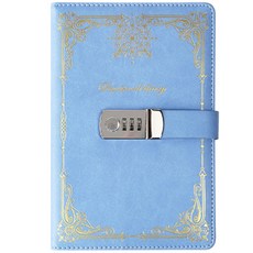 Arico Gold Line 秘密 A5 密碼鎖日記本, 藍色, 1個