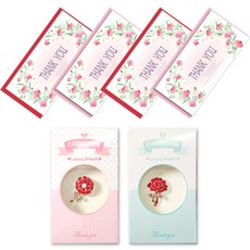 康乃馨感謝胸針 2款 + 水彩康乃馨零用錢卡 4入組, THANKYOU, 1套