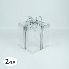 DesignPackage 蛋糕盒 2層 迷你 + 緞帶組, 2套, 透明