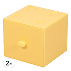 Block Mart 飾品雜物收納彩色迷你抽屜櫃, 粉彩黃色, 2個
