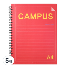 투영디자인 캠퍼스 A4 절취노트, 레드, 5개