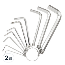 六角球頭扳手10件組, 2組, 多尺寸內六角扳手套裝，適用於家具組裝、機械維修