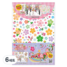 sinwoo 柔和花朵貼紙 608個+圖案 5張, 混色, 6組