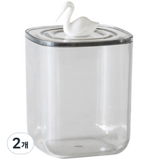 뚜껑 포인트 면봉 화장솜 보관함 백조, 투명, 2개