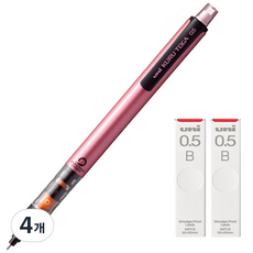 Uni Kuru Toga 伸縮筆尖款自動鉛筆 粉紅色 M5-452 + Kuru Toga 專用自動鉛筆芯 B 2入組, 4個, 0.5mm