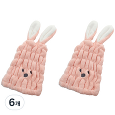 토끼 드라이 헤어캡, 핑크, 6개