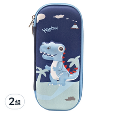 兒童鉛筆盒 B款 3D遠古恐龍, 顏色隨機, 2組