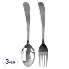 kitchen U 兒童素色不鏽鋼餐具組, 銀色, 湯匙 + 叉子, 3套