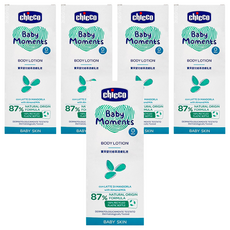 Chicco 寶貝嬰兒植萃潤膚乳液, 87% 天然配方, 100% 可回收塑料瓶, 500ml, 5瓶