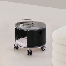 뮤레브 철제 미드센츄리 모듈 테이블 이동식 바퀴 낮은원형 트롤리 협탁, 블랙, 1개