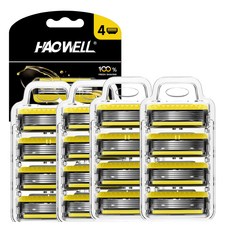HAOWELL 5層刀片 4刀頭 吉列相容, 4個, 4入
