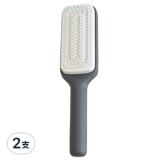 旋轉直髮梳 2支 灰色 按摩頭皮 防靜電 舒適握柄