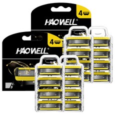 HAOWELL 5層刮鬍刀片 4入刀頭 吉列相容, 4個, 4入
