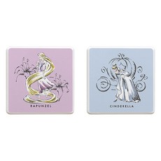 收納王妃 插畫公主系列硅藻土杯墊 方, 花朵馬車 藍色 + 紫色, 1個