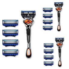 Arisuri 男性專用手動5層刀片刮鬍刀 + 4入補充刀片組 藍色, 3套