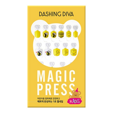데싱디바 매직프레스 뉴 키즈 어린이 네일팁 세트, 윙윙 꿀벌, 1개