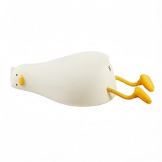 aibo 療癒系 躺平鴨造型 LED拍拍夜燈 USB充電式, 白色