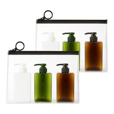 Nolja Living 素色洗髮精瓶 化妝品容器 空瓶 100ml x 3款 + 拉鍊袋, 空瓶(透明, 深色), 2個