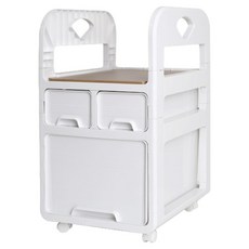 히키스 무빙 가방 트롤리 서랍 잠금 이동식 2단 수납장 HTB2, 화이트