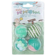 CattyMan 猫咪 彩球 玩具, Set 4個, 淘氣綠團團, 1組