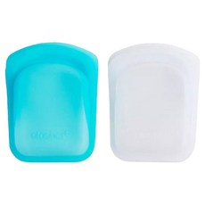 stasher 口袋矽膠密封袋 雲霧白+湖水藍, 2個裝, 1組, 8.89 x 11.43 x 2.54cm