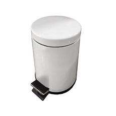 AOTTO 創意傢俱 不銹鋼圓形踩踏垃圾桶 20L 家用/酒店/辦公室/餐廳適用, 白色