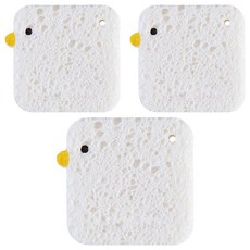 PURROOM 木漿洗碗棉 正方形 小雞, 3個, 1入