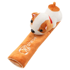 立體卡通狗狗安全帶保護套 豪華毛絨款 小狗, 棕色, 1個