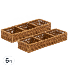 하우스레시피 PP 라탄 3칸 서랍정리대, 브라운, 6개