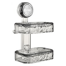 byjoyyou 波紋吸盤肥皂盒 雙層 G744 13.5 x 8.5 x 21cm 259g, 透明黑, 1個