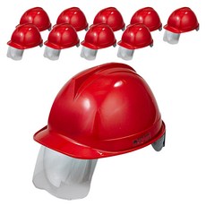 동명 투구형 보안경 안전모 DMS-D-3001SH, 레드, 10개