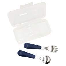 OXO tot 隨行叉匙組, 適用1歲以上幼兒, 附外盒方便隨身攜帶, 海軍藍, 叉匙組, 1組