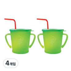 아가프라 유아용 매직 빨대컵, 300ml, 4개, 그린