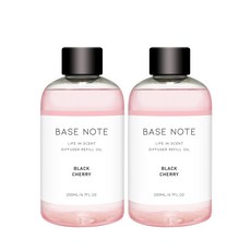 베이스노트 디퓨저 리필 오일, 블랙체리, 200ml, 2개