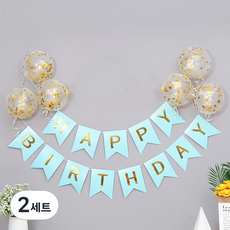 P&B UNITY 綠色生日快樂拉旗氣球組, 混合顏色, 2套