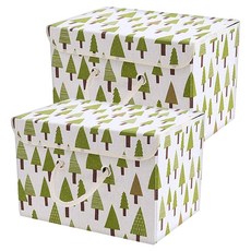 日式棉麻收納盒 折疊收納箱 620g, 三角樹 白色 + 綠色, 2個