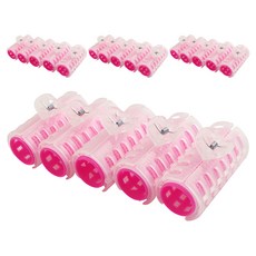 CHILSUNG 髮夾式髮捲 5入, 髮捲(粉紅色), 髮夾(透明), 4個