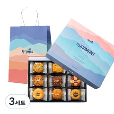 그래인스쿠키 샤르망 쿠키 세트, 쿠키 9종 (36P) + 쇼핑백, 3세트