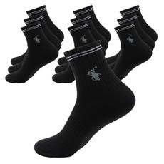 TS7 남성용 2중 바닥 스포츠 중목 양말 10족, 검정, 10개