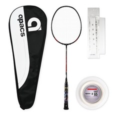 apacs Nano Fusion Speed 726選手用羽毛球拍 黑紅+線組+球拍袋 隨機出貨+握把組, 1套, APSR1044